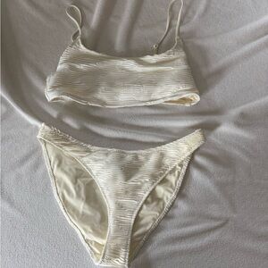 TRIANL Cream Textured Bikini Set